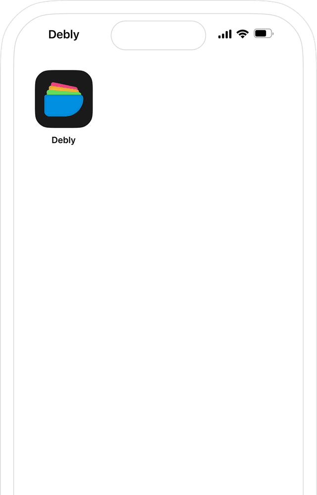 Debly app calendar screenshot